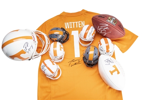 Lot of (10) Tennessee Volunteers Signed Collection of Footballs (2), Mini Helmets (6), Jersey & Full Size Helmet Featuring Peyton Manning (Fanatics, JSA & PSA/DNA)